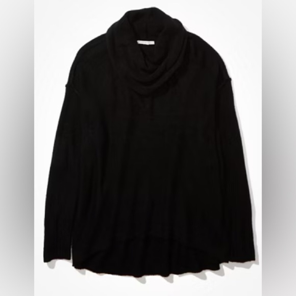 AE Oversized Black Dreamspun Turtleneck Sweater